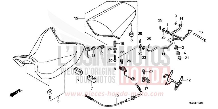 SITZ von NC700X Schaltgetriebe PEARL SUNBEAM WHITE (NHA66) von 2013